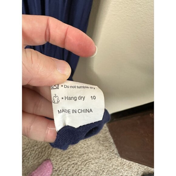 Womens Navy Blue Maxi Dress Small short‎ sleeve rayon pullover round neck - Picture 8 of 8